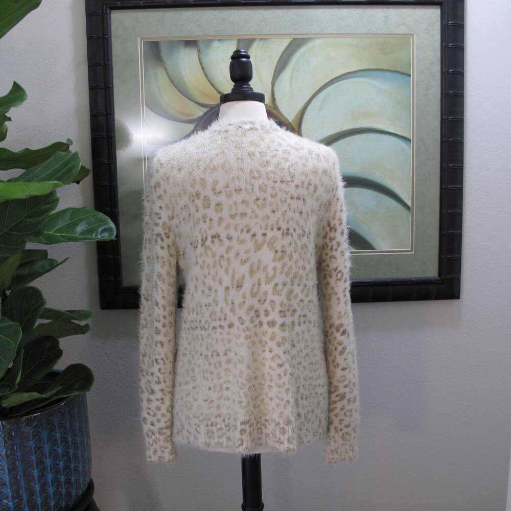 CYNTHIA ROWLEY Cream Eyelash Leopard Cardigan - Picture 3 of 8